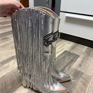 Philadelphia eagles Silver Fringe Cowboy Boots